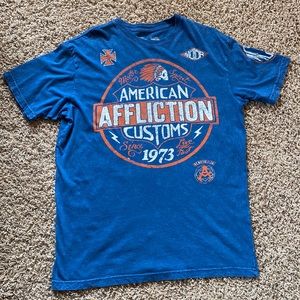 Affliction Blue/Orange StoneWashed Tee